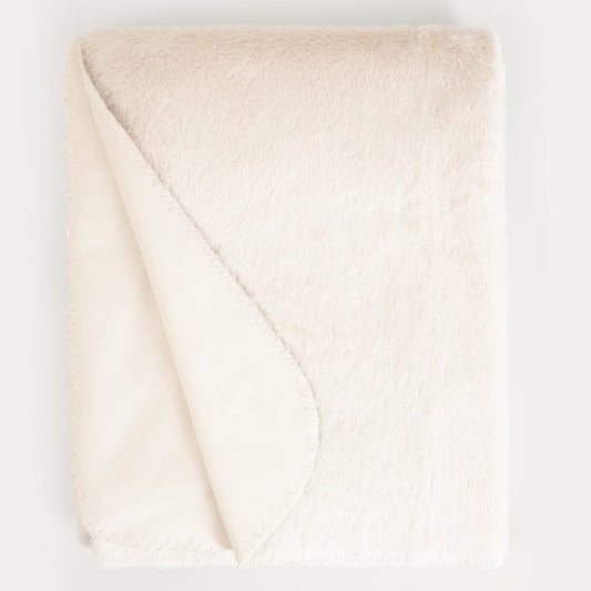 New Clumsy Beige Imitation Rabbit Fur Blanket 150x200 cm