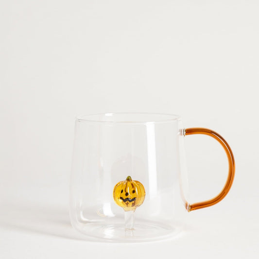 Pumpkin Glass Mug with Handle 470ml