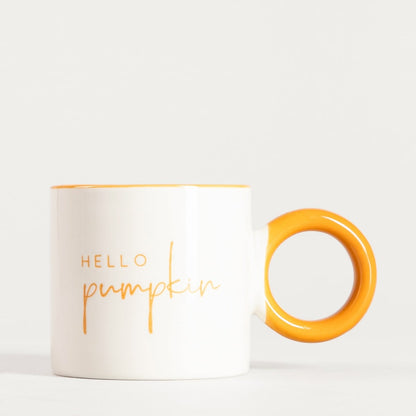 LUKON Ceramic Mug with Orange Handle Hello Pumpkin 0.3L