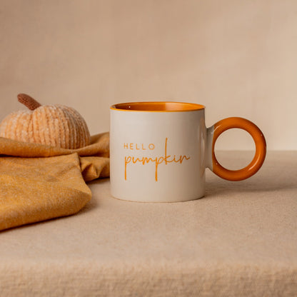 LUKON Ceramic Mug with Orange Handle Hello Pumpkin 0.3L