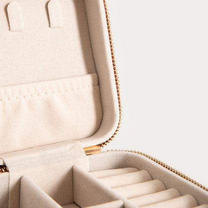 RINAS Small Brown Jewellery Box with Herringbone Stitching