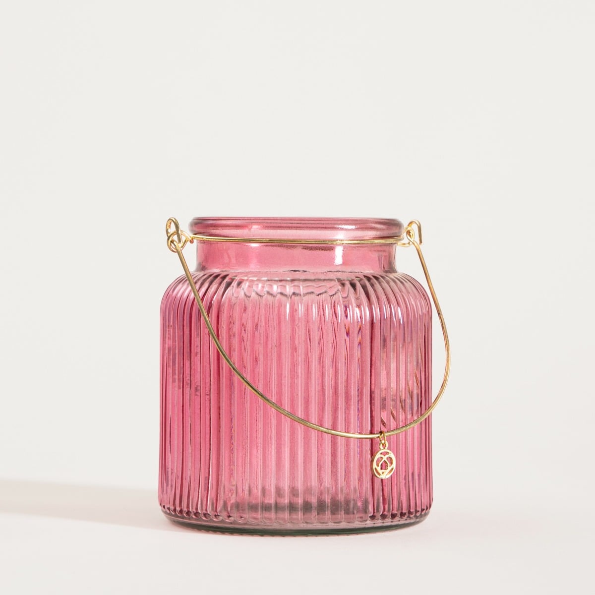 FIG Fluted Pink Lantern for Tealight Candles 11x10x12cm