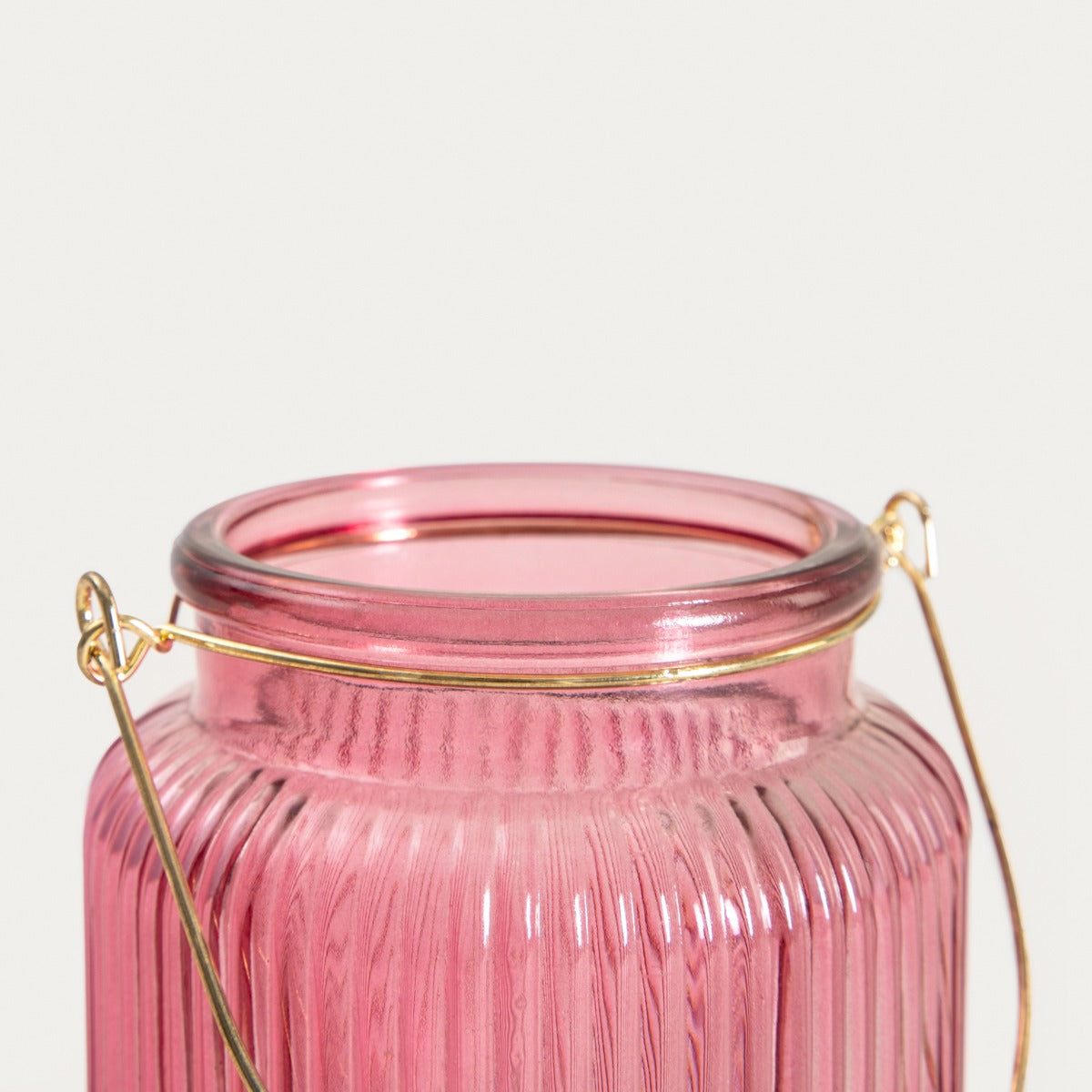 FIG Fluted Pink Lantern for Tealight Candles 11x10x12cm