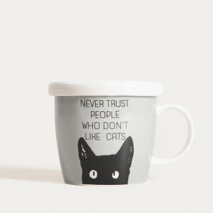 KIKI Ceramic Mug with Lid and Black Cat Design 0.3L