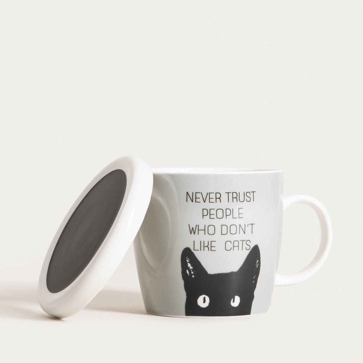 KIKI Ceramic Mug with Lid and Black Cat Design 0.3L