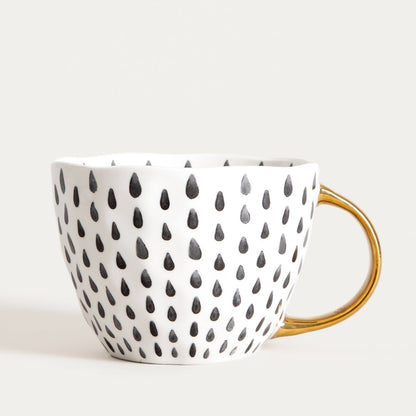 SIDI Mug in Black Teardrops with Gold Handle - 480ml