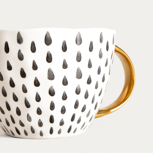 SIDI Mug in Black Teardrops with Gold Handle - 480ml
