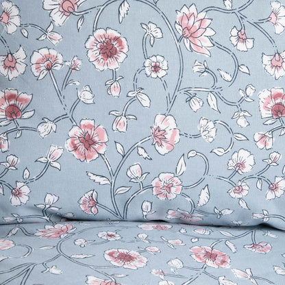 JULIA Cotton Bedding Set with Floral Frill - 140x200 cm