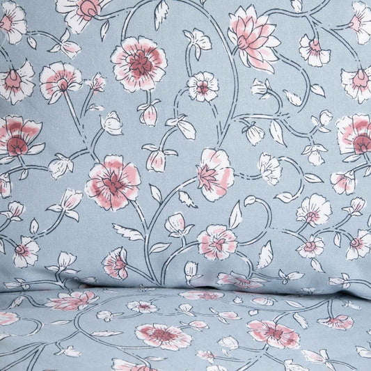 JULIA Cotton Bedding Set with Floral Frill - 140x200 cm