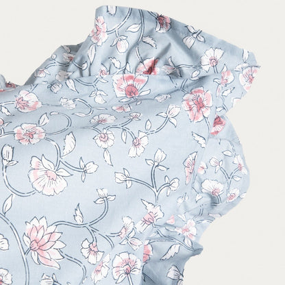 JULIA Cotton Bedding Set with Floral Frill - 140x200 cm