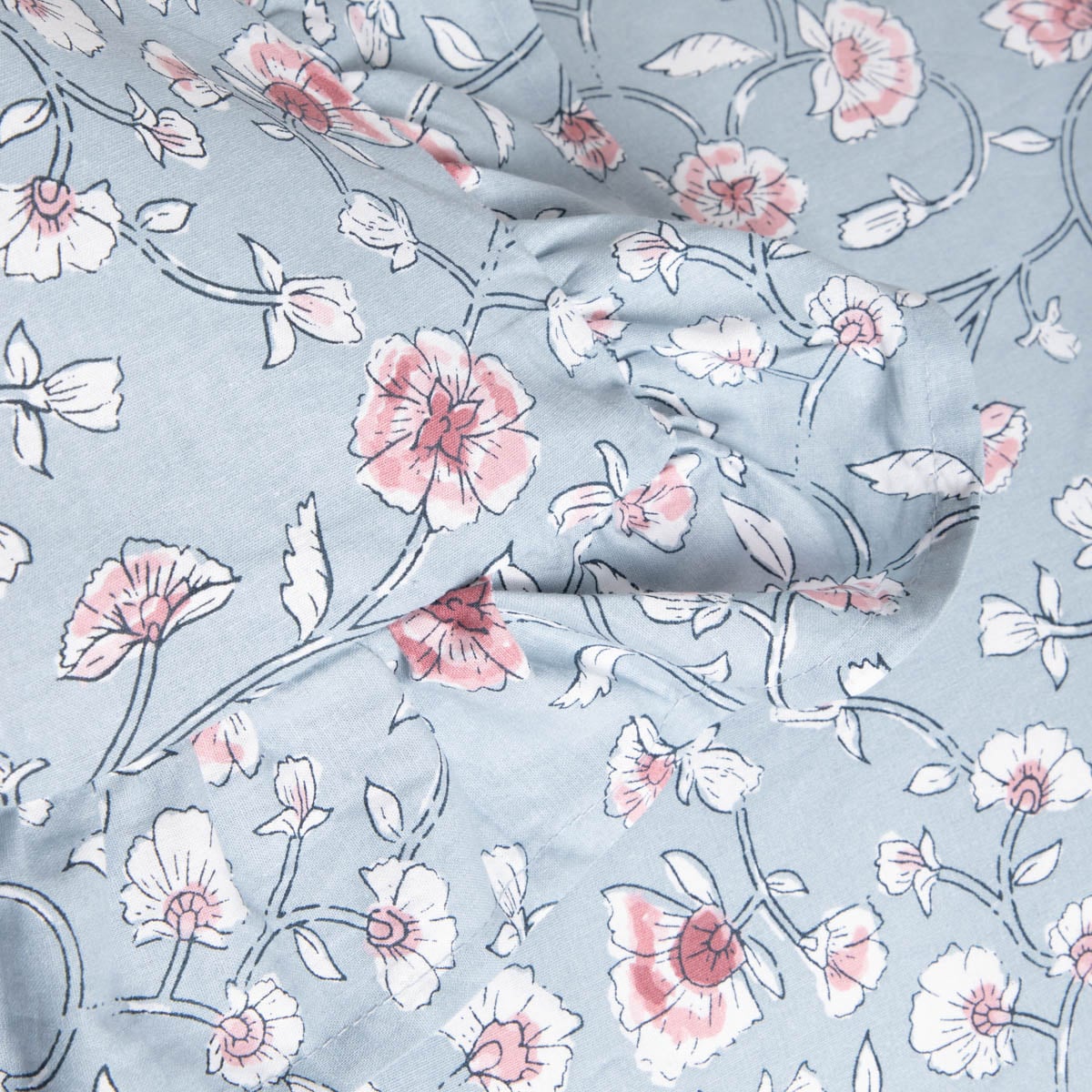 JULIA Cotton Bedding Set with Floral Frill - 140x200 cm