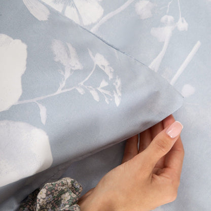 BLOSSOM Blue Floral Microfibre Bedding Set 220x200 cm