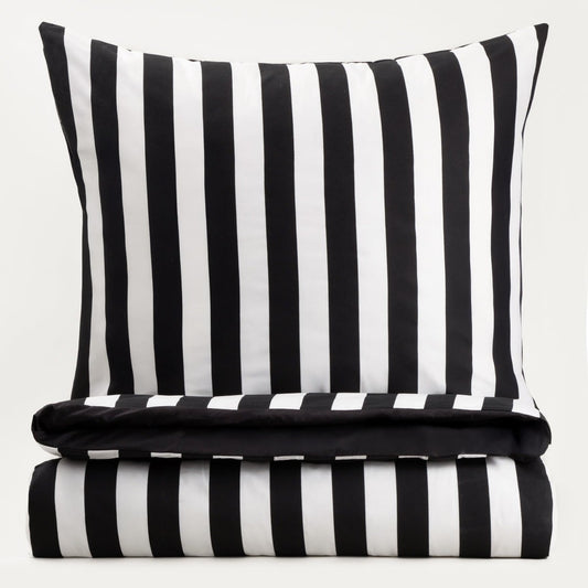 RAYAS Microfibre Bedding Set with Black and White Stripes 220x200 cm