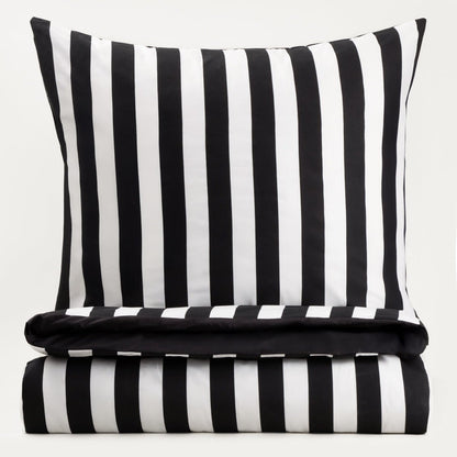 RAYAS Microfibre Bedding Set with Black and White Stripes 160x200 cm