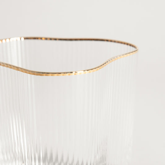 LYNN Irregular Shaped Glass Mug 0.35L with Gold Rim