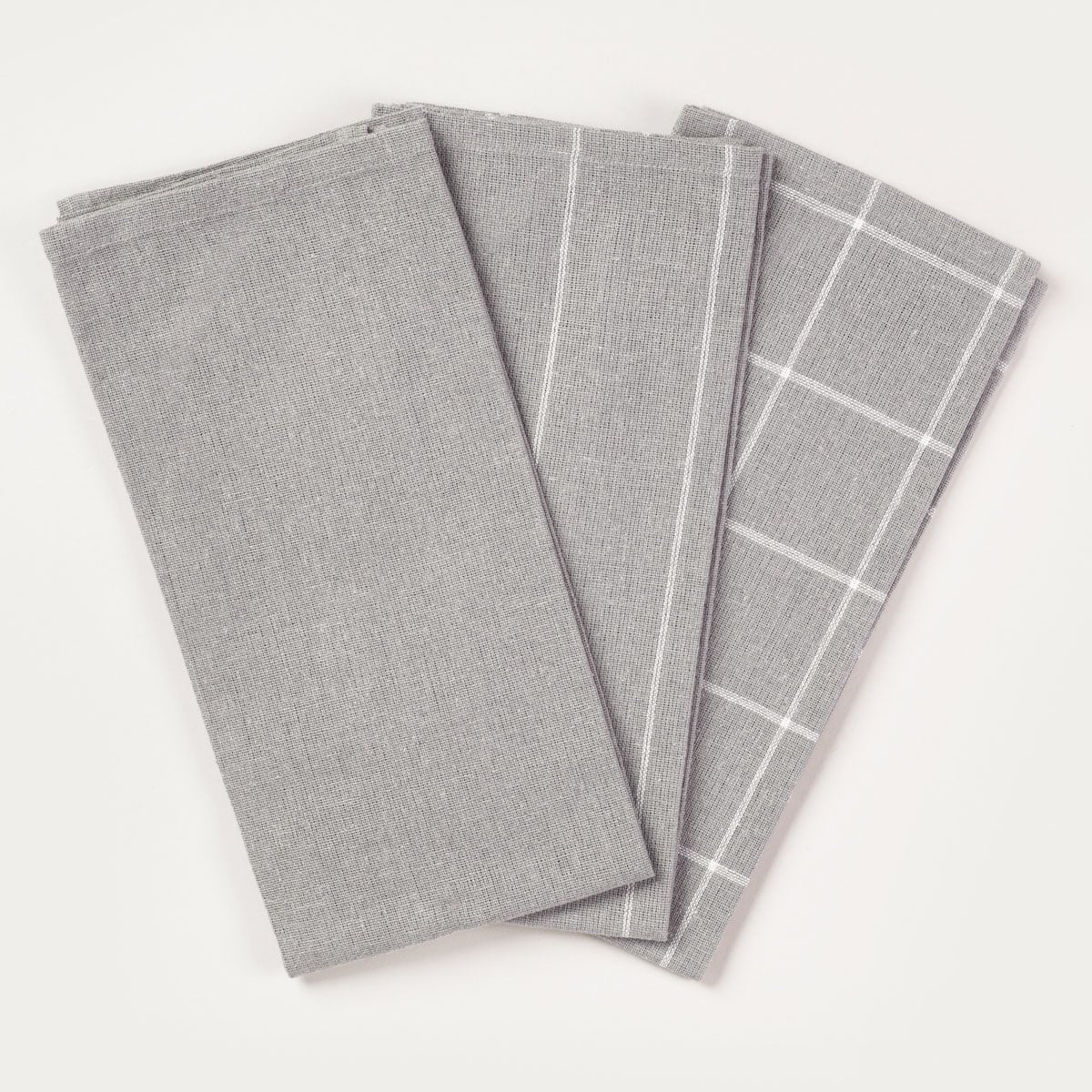 Morgan Grey Kitchen Towels Set of 3 - 45x65 cm Each