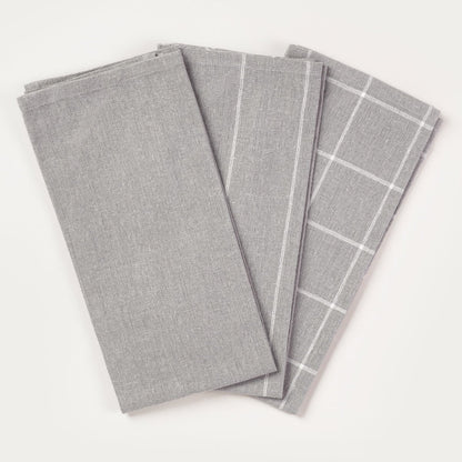 Morgan Grey Kitchen Towels Set of 3 - 45x65 cm Each