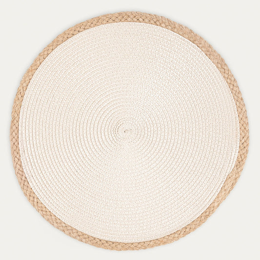 PLAR Ecru Table Mats Set of 2, 38 cm | Durable Dining Pads