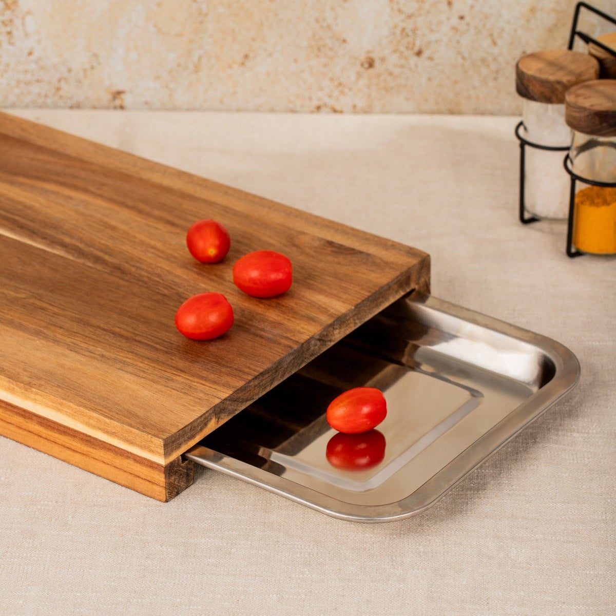 MOOKA Cutting Board with Metal Container 35x25cm