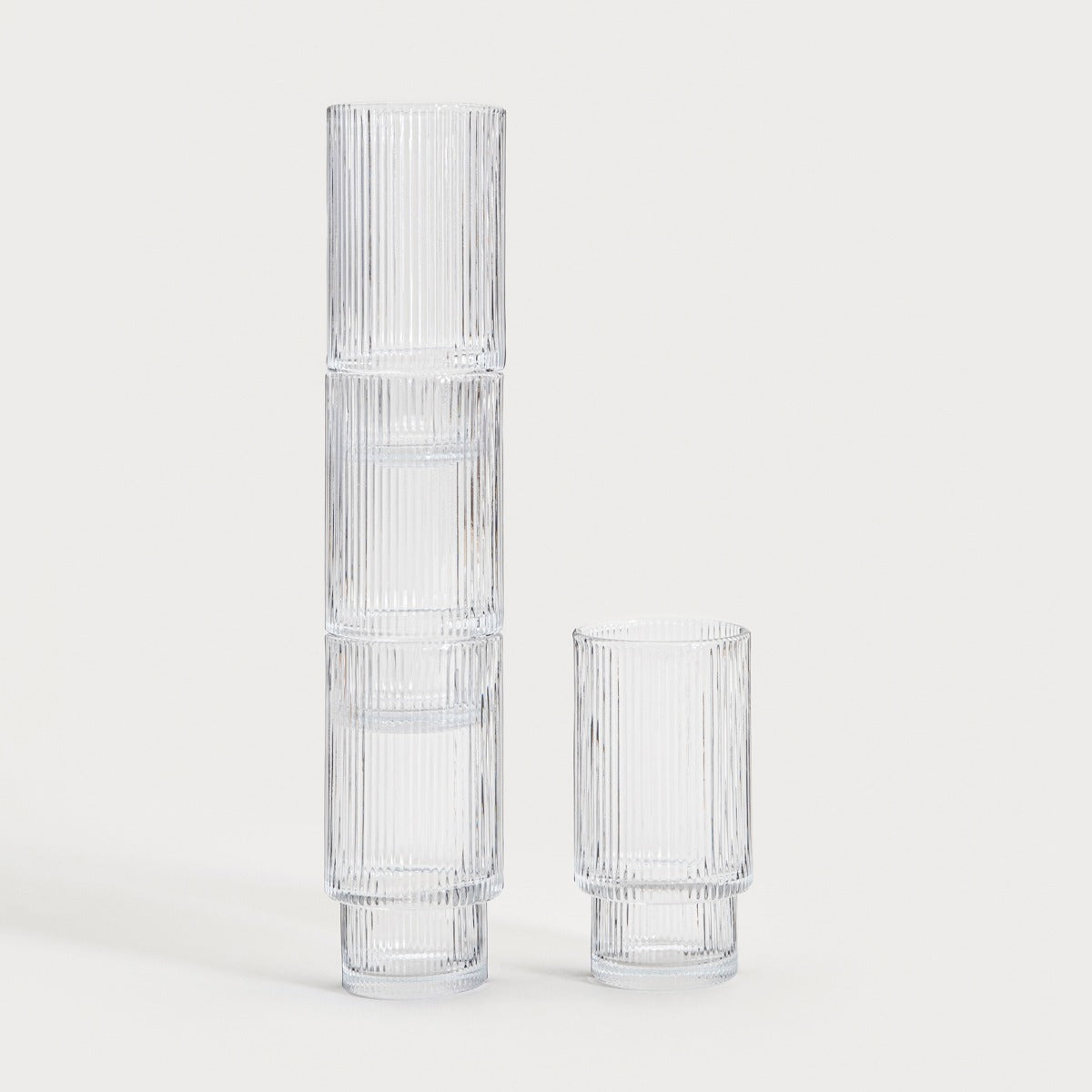Glass set Set of 4 LYNNASO Transparent Tall Glass Mugs 0.3L