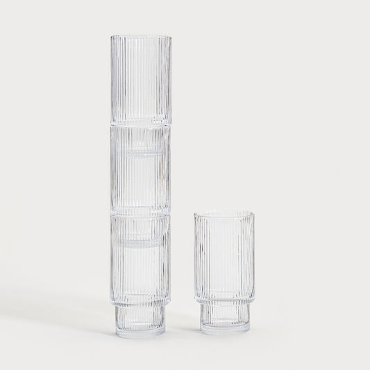 Set of 4 LYNNASO Transparent Tall Glass Mugs 0.3L