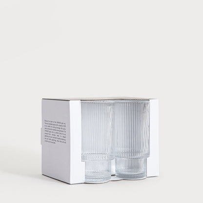 Glass set Set of 4 LYNNASO Transparent Tall Glass Mugs 0.3L