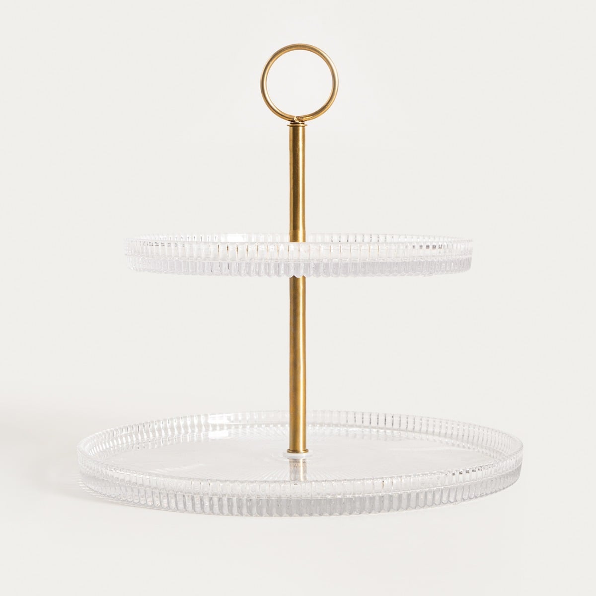 LYNN Two-Tier Fluted Glass Serving Platter 25x4x25 cm