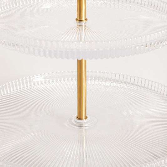 LYNN Two-Tier Fluted Glass Serving Platter 25x4x25 cm