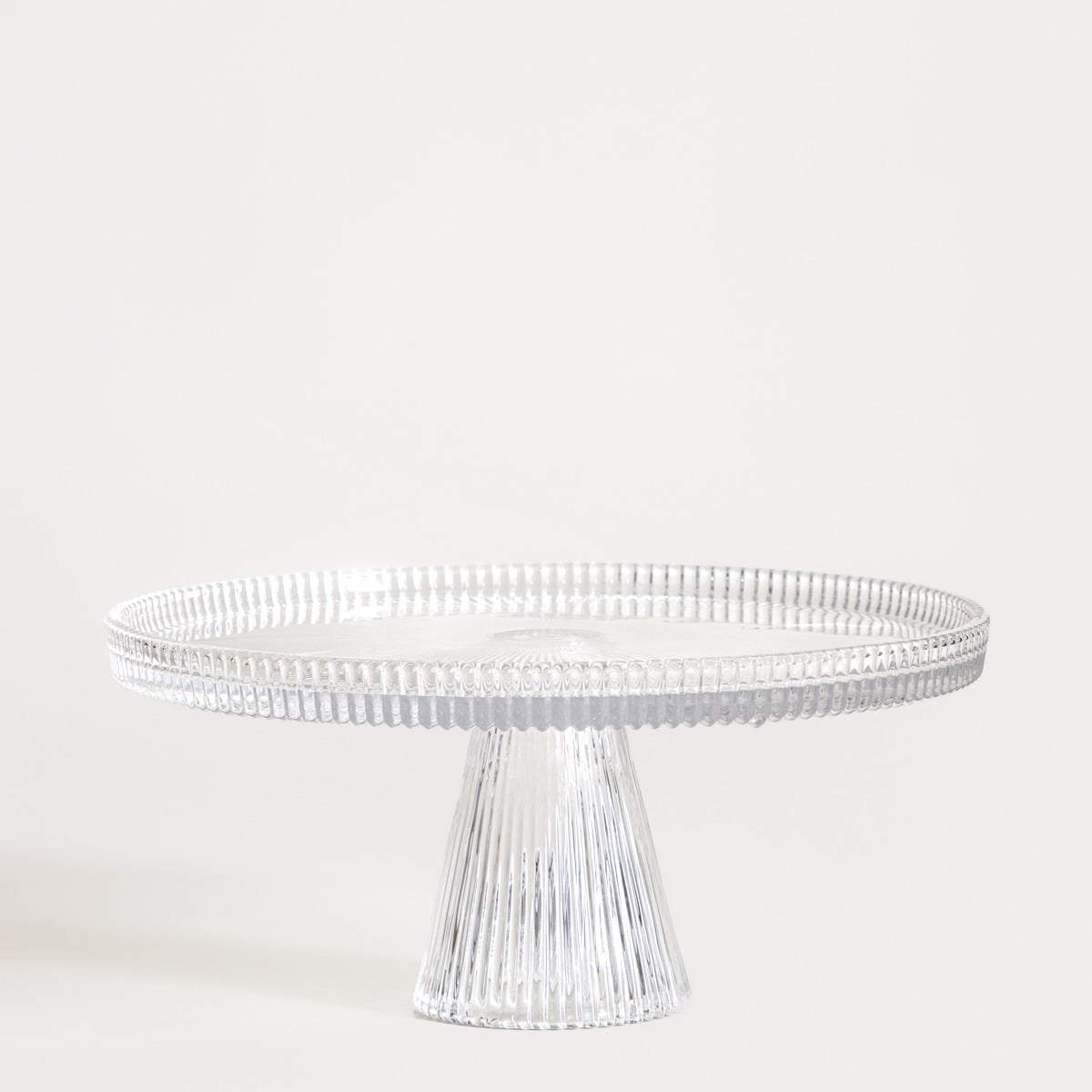 LYNN Glass Serving Platter with Raised Grooved Leg 12x24.5 cm