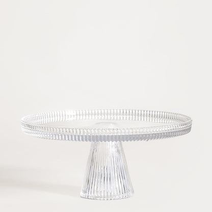 LYNN Glass Serving Platter with Raised Grooved Leg 12x24.5 cm
