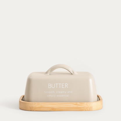 FLORA Butter Bowl with Wooden Base 15.5x10.5 cm