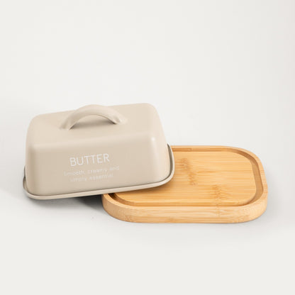 FLORA Butter Bowl with Wooden Base 15.5x10.5 cm