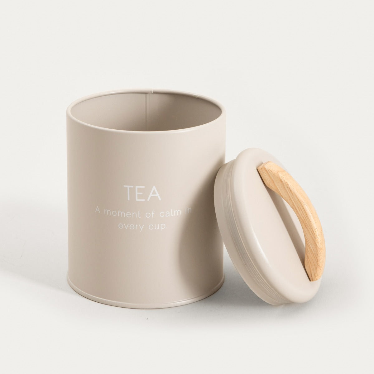 FLORA Metal Tea Container 900ml with Wooden Lid Handle