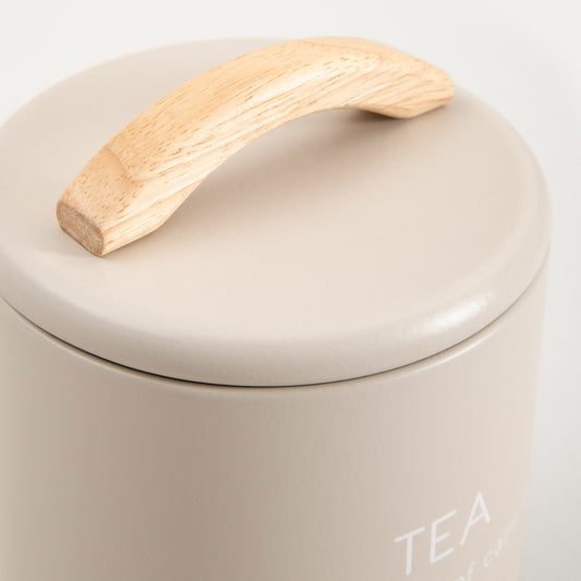 FLORA Metal Tea Container 900ml with Wooden Lid Handle