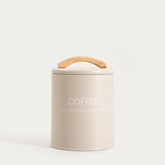 FLORA Coffee Container 900ml Metal Storage with Wooden Handle