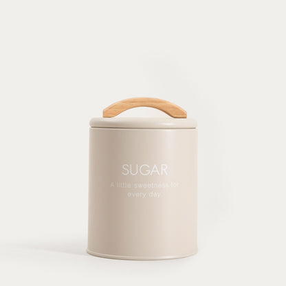 FLORA Sugar Container 900ml Metal with Wooden Lid