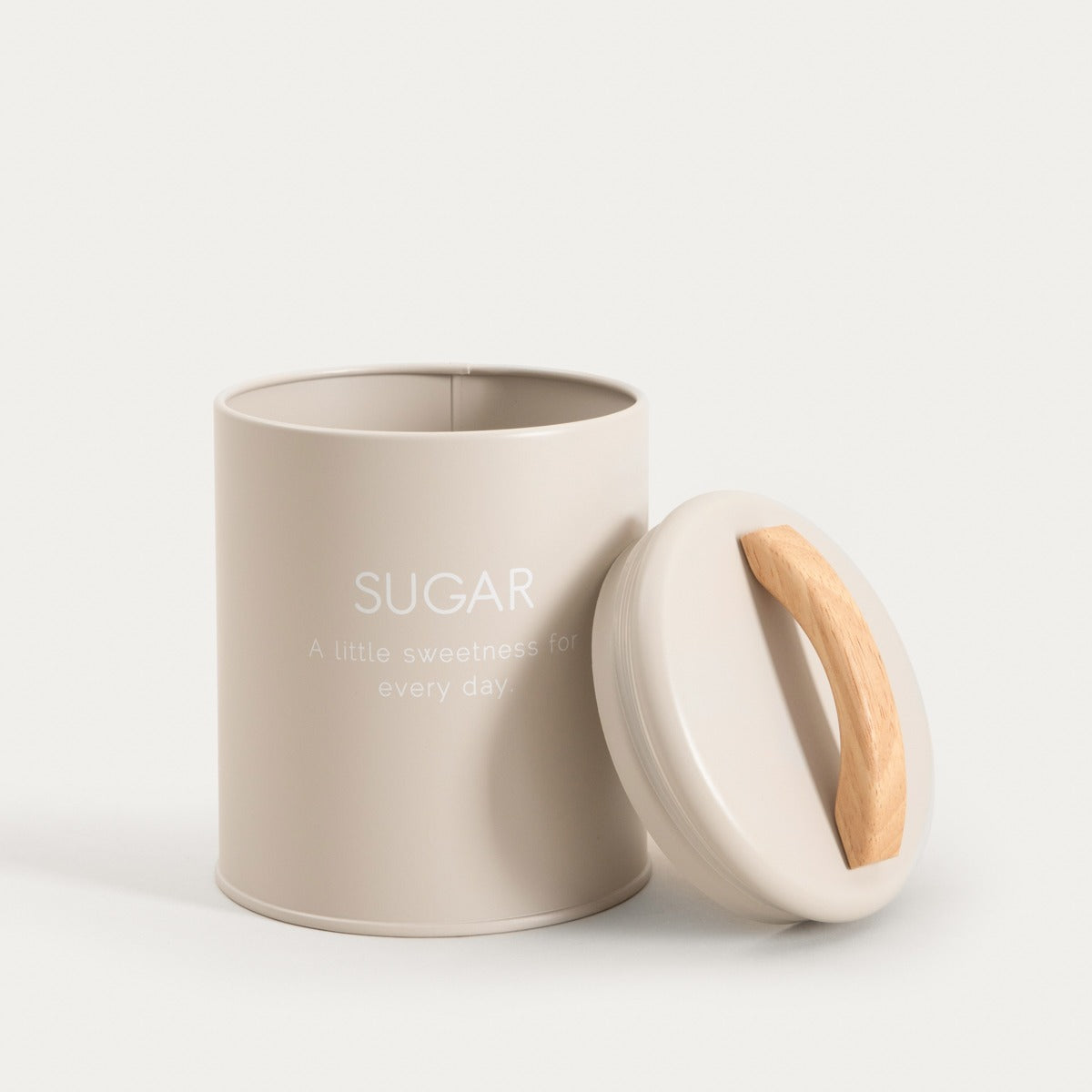 FLORA Sugar Container 900ml Metal with Wooden Lid
