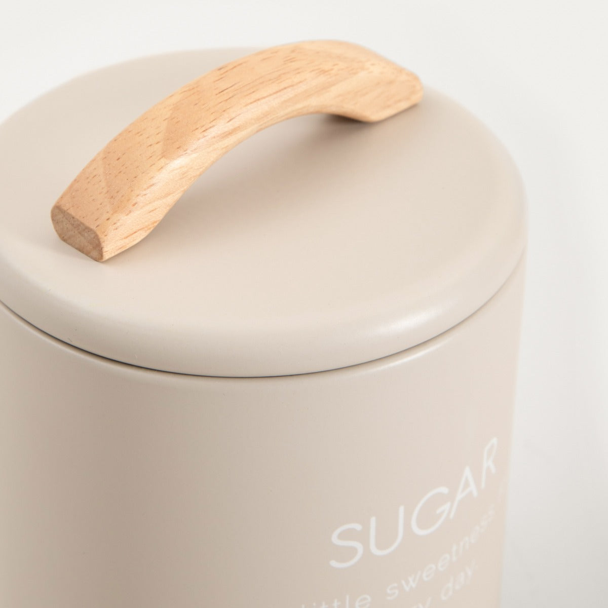 FLORA Sugar Container 900ml Metal with Wooden Lid