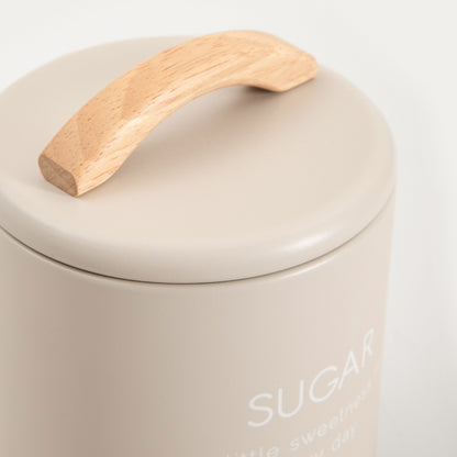 FLORA Sugar Container 900ml Metal with Wooden Lid