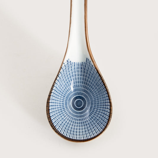 SALADO Ramen Spoon with Brown Rim, 16.5 cm