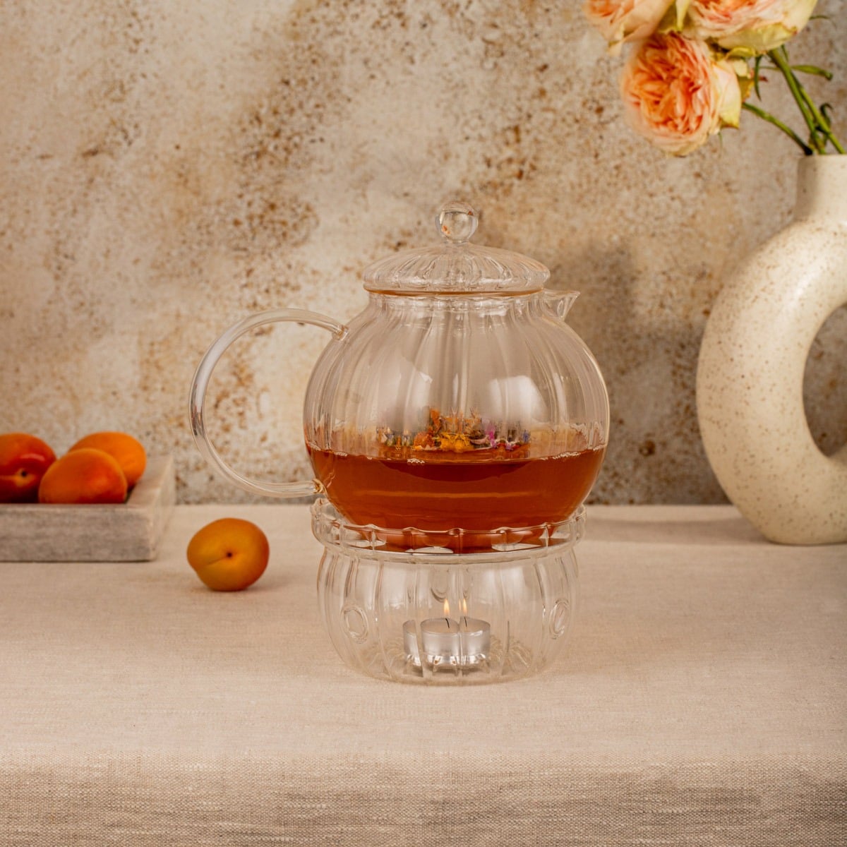 Teapot SENZA Glass Tea Infuser with Warmer 1L