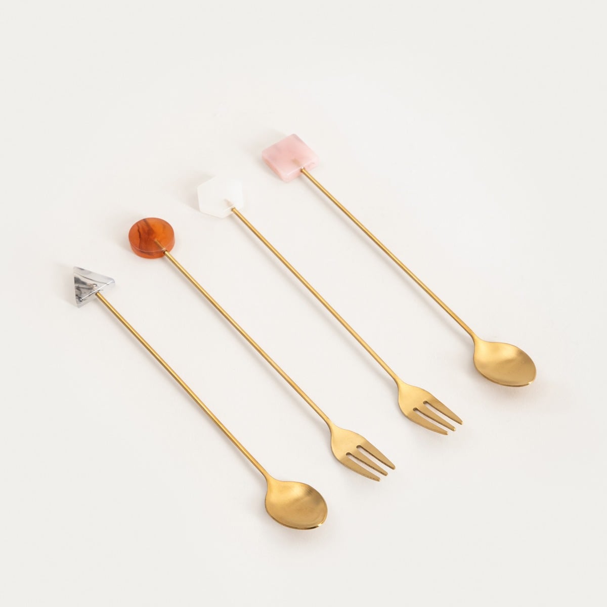 DORELLE Gold Dessert Cutlery Set with Decorative Handles - 4 Pieces