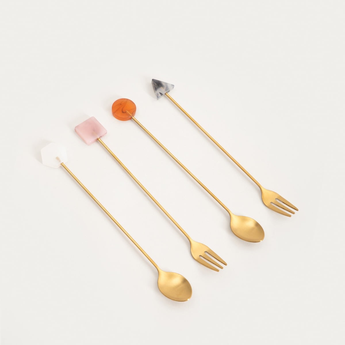 DORELLE Gold Dessert Cutlery Set with Decorative Handles - 4 Pieces