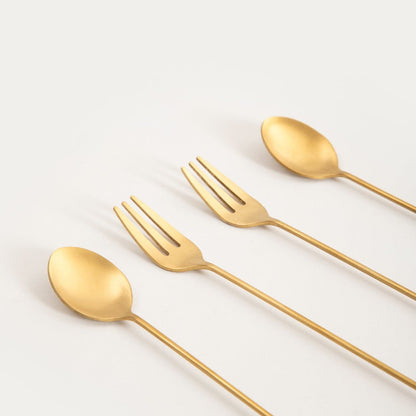 DORELLE Gold Dessert Cutlery Set with Decorative Handles - 4 Pieces