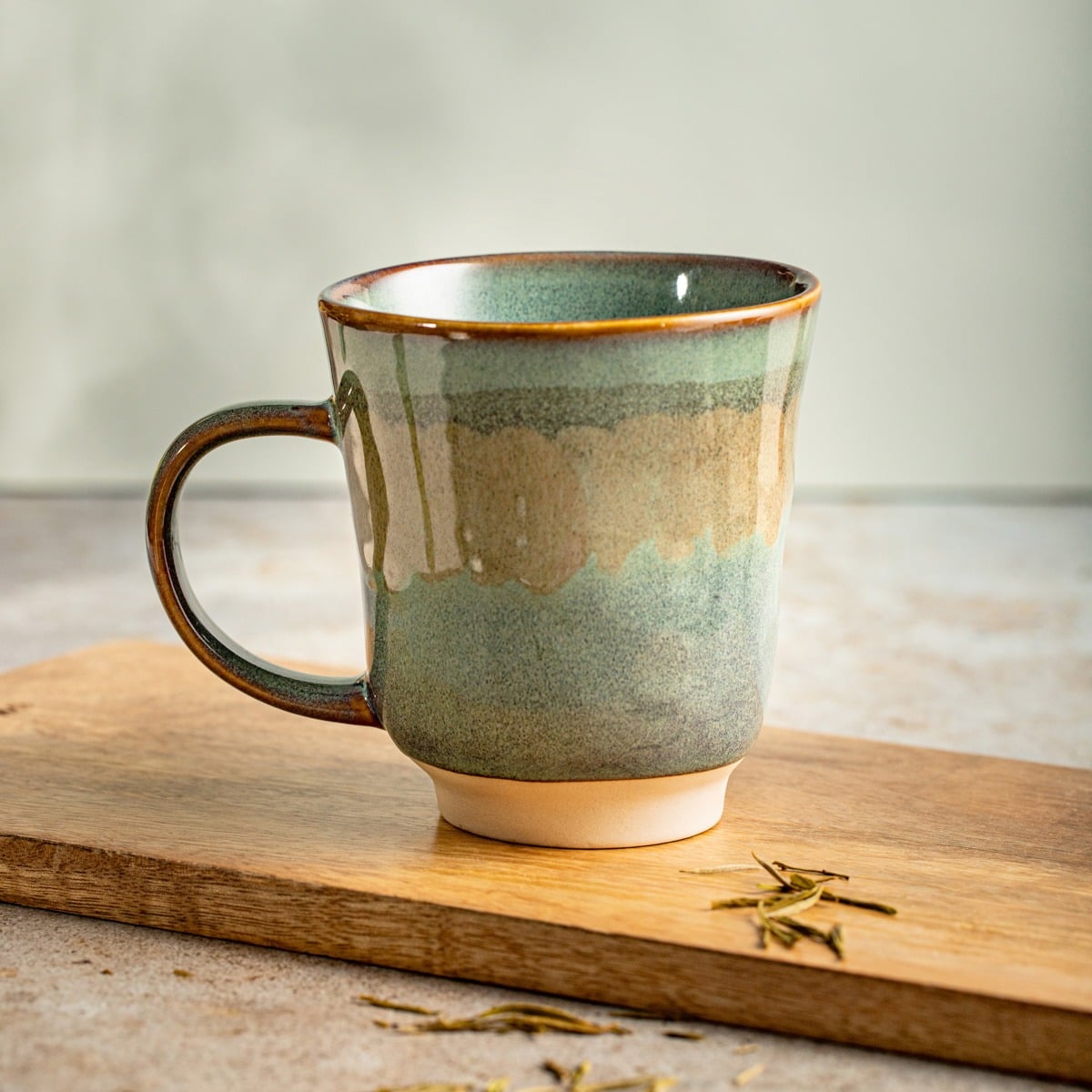 Kaslo Blue Beige Stripe Ceramic Mug 0.4L