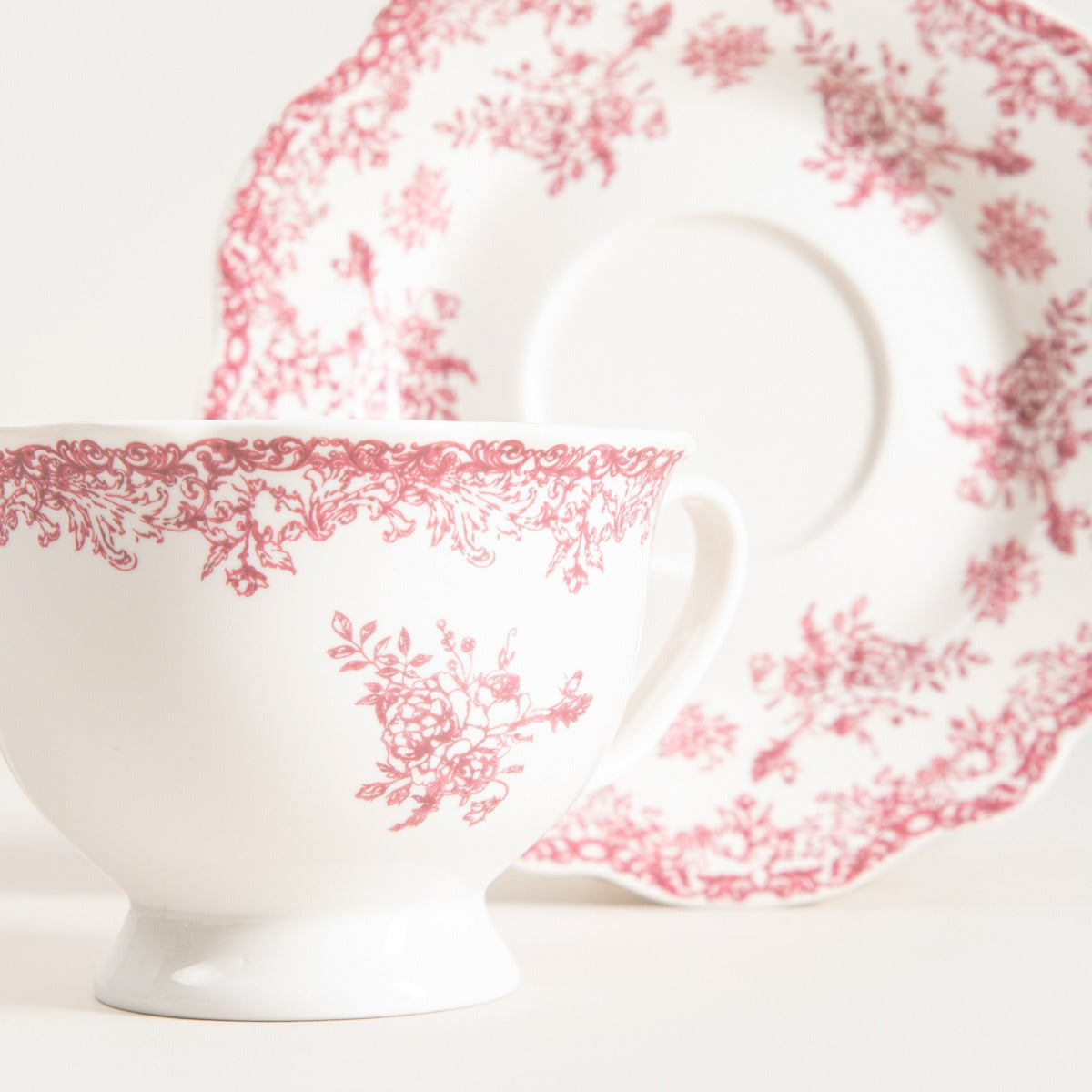 LOURRY Red Ceramic Cup with Saucer 0.2L Porcelain