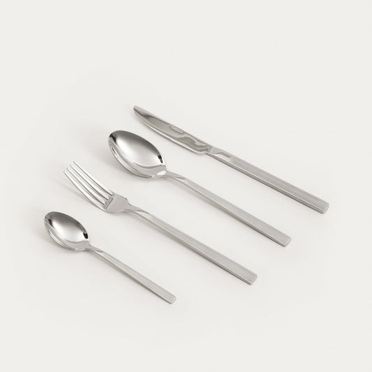 STRIDE Fluted Silver Cutlery Set - 16 Pieces