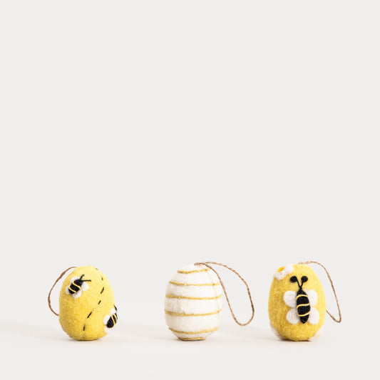 Set of hangers Set of 6 EIER Felt Egg Hanging Ornaments with Bee Motif