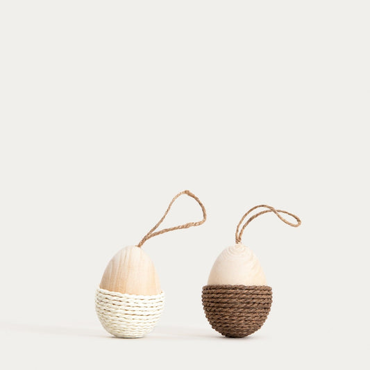 Set of 2 Natural Wooden Egg Hangers PASSEL