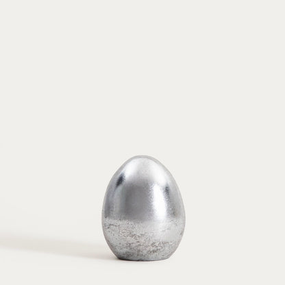 Figurka DESO Silver Small Egg Decorative Easter Ornament 10x12.7 cm